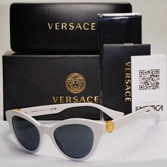 Versace White Gold Women Medusa Sunglasses